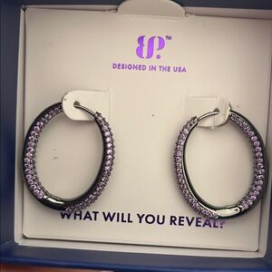 BP Lavender Crystal Hoop Earrings